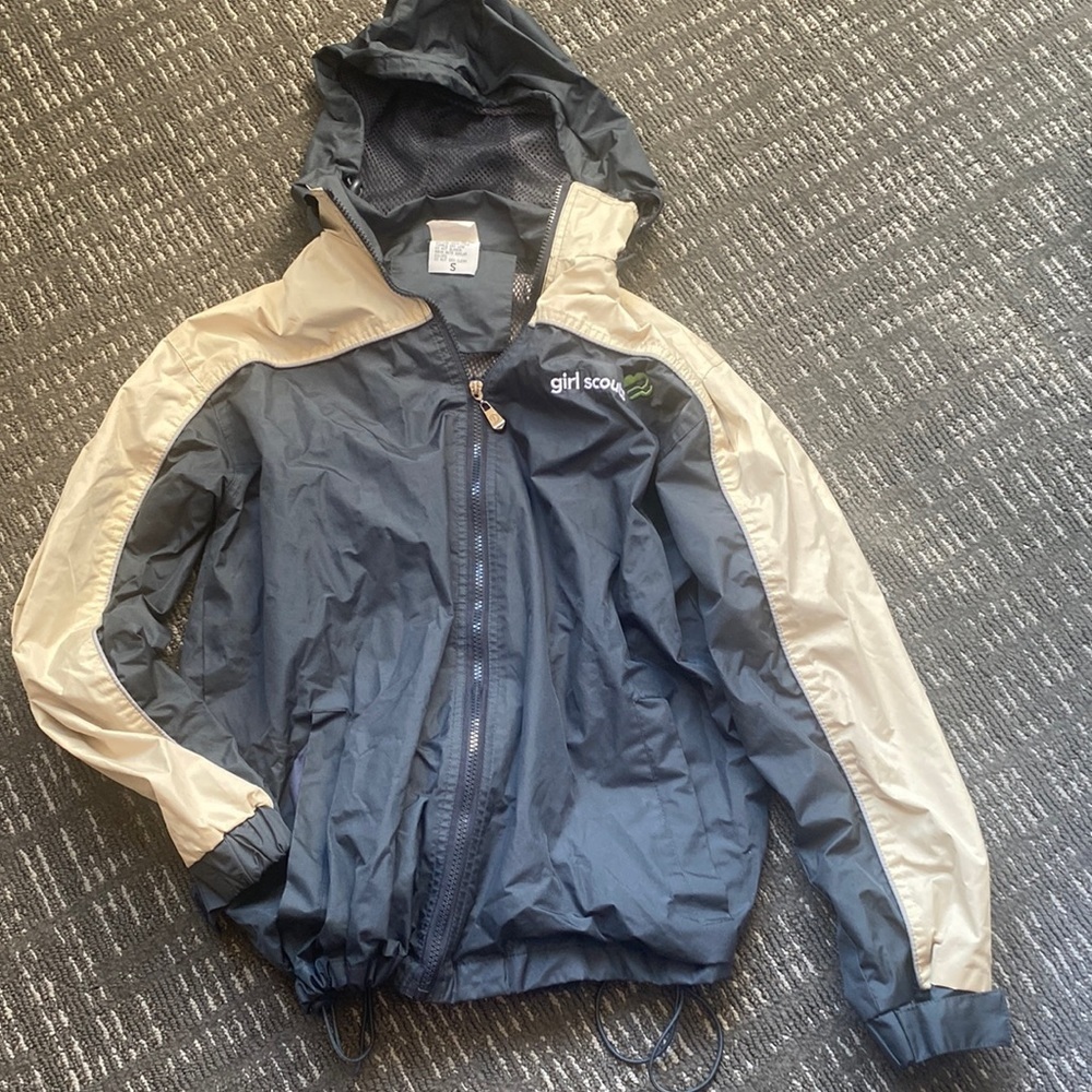 🍍 Girl Scouts Windbreaker Water Repellent Hayward Ca Hooded Jacket Size small🍍